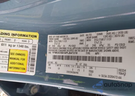 2023 Ford Bronco Big Bend z USA, uszkodzony, nr VIN 1FMDE5BH4PLB47218